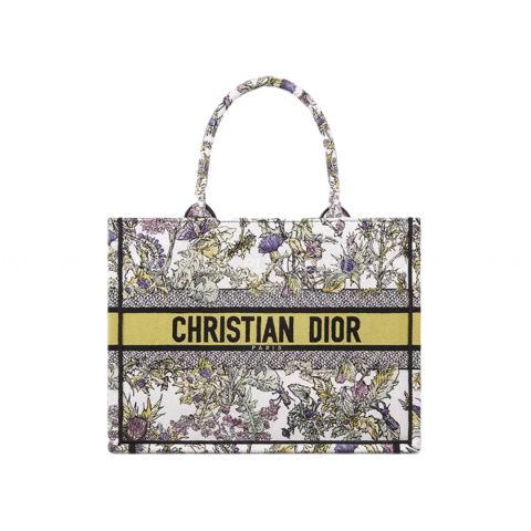 디올 Dior Book Tote 미디엄 백 라떼 & 옐로우 멀티 컬러
