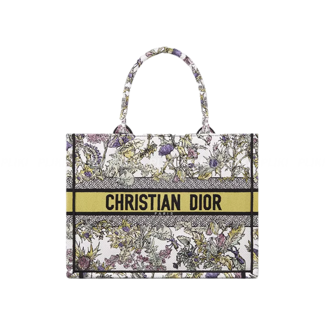 디올 Dior Book Tote 미디엄 백 라떼 & 옐로우 멀티 컬러