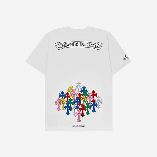 크롬하츠 멀티 컬러 크로스 티셔츠 화이트