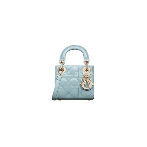 디올 Lady Dior 셀레스티얼 블루 페이턴트 마이크로 백