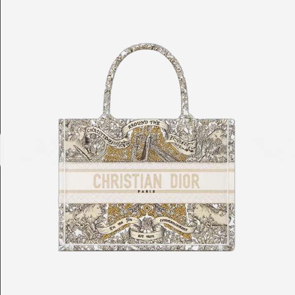 디올 Dior Book Tote 미디엄 백 라떼 & 골드 톤