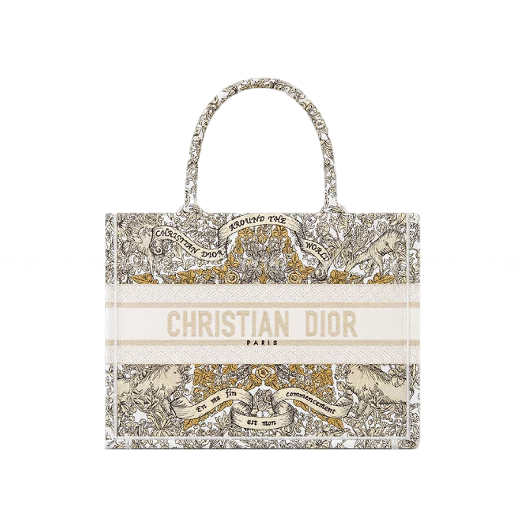 디올 Dior Book Tote 미디엄 백 라떼 & 골드 톤