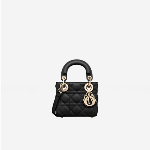 디올 Lady Dior 블랙 까나쥬 마이크로 백
