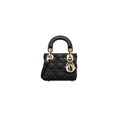 디올 Lady Dior 블랙 까나쥬 마이크로 백
