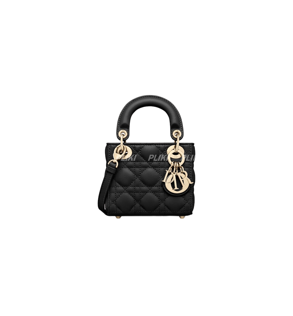 디올 Lady Dior 블랙 까나쥬 마이크로 백