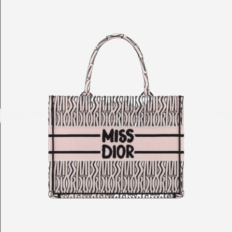 디올 북토트 Miss Dior Allover 페일 핑크 & 화이트 미디엄 백