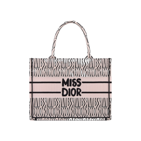 디올 북토트 Miss Dior Allover 페일 핑크 & 화이트 미디엄 백
