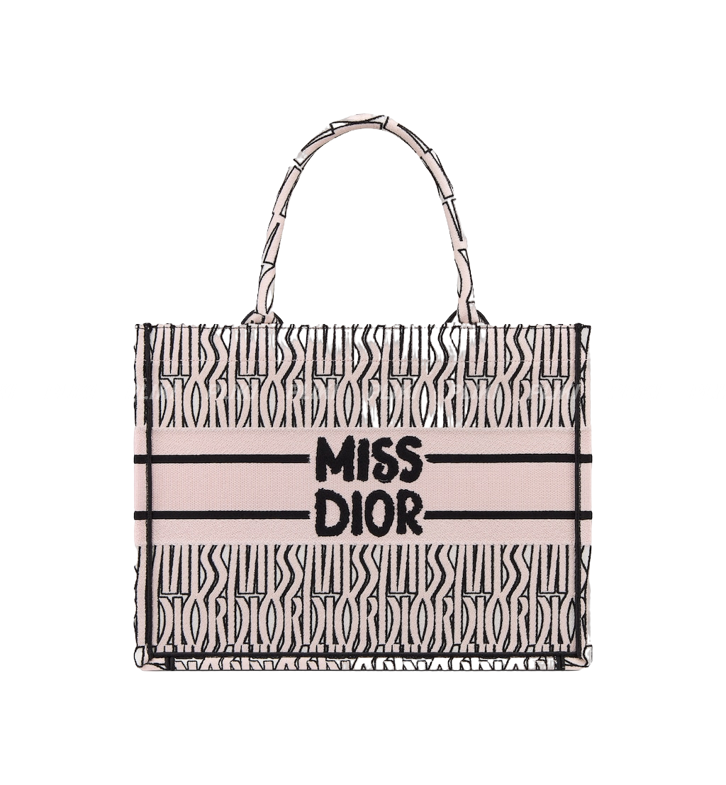 디올 북토트 Miss Dior Allover 페일 핑크 & 화이트 미디엄 백