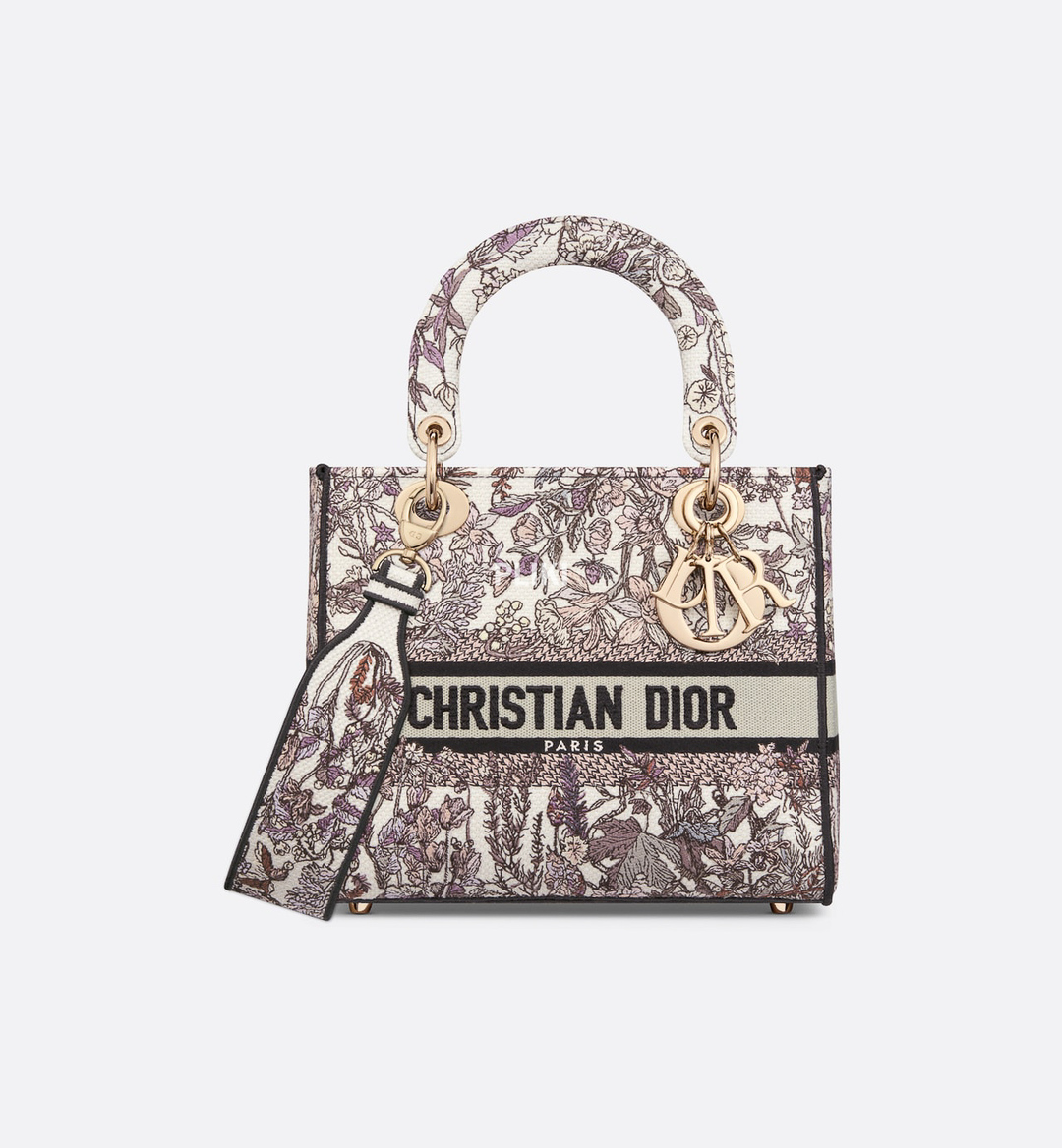 디올 화이트 멀티컬러 Dior 4 Saisons Hiver 자수 레이디 D-Lite 미디엄 백