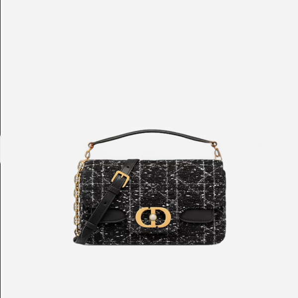 디올 Dior Jolie 블랙 까나쥬 트위드 스몰 탑 핸들백