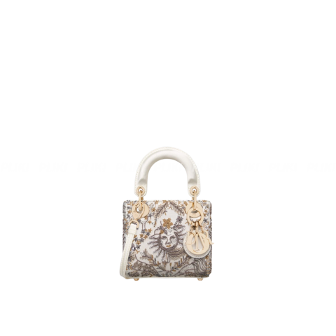디올 레이디 마이크로 백 화이트 멀티컬러 쏠레이 사틴