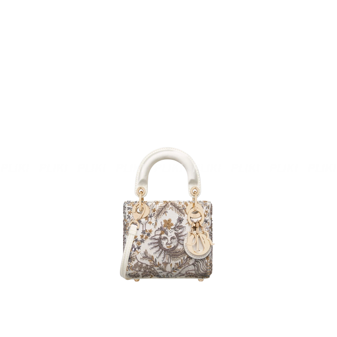 디올 레이디 마이크로 백 화이트 멀티컬러 쏠레이 사틴
