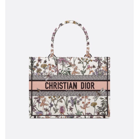 디올 화이트 멀티컬러 Dior Herbarium 자수 북토트 미디엄백