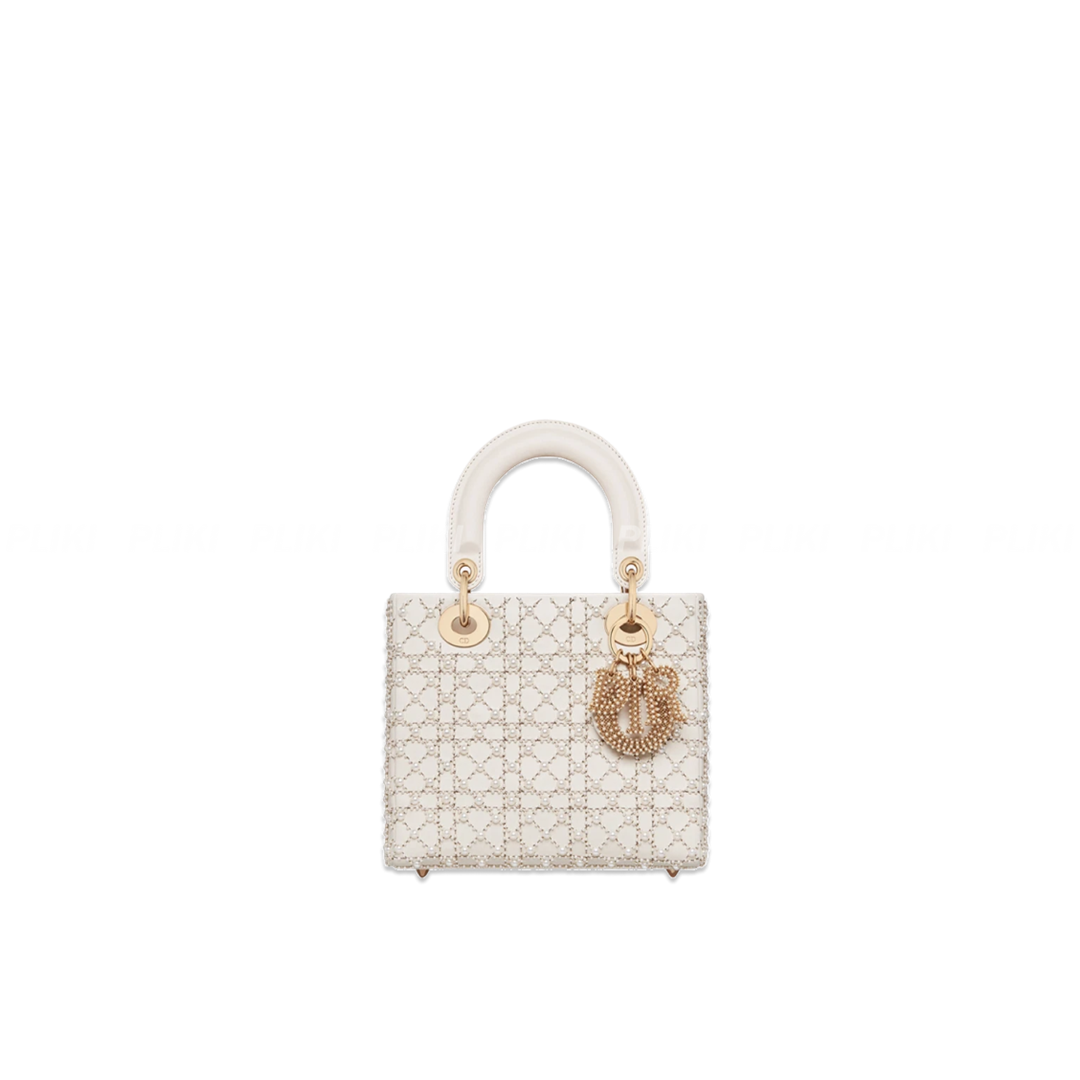 디올 스몰 레이디 백 라떼 레진 펄 모티프
