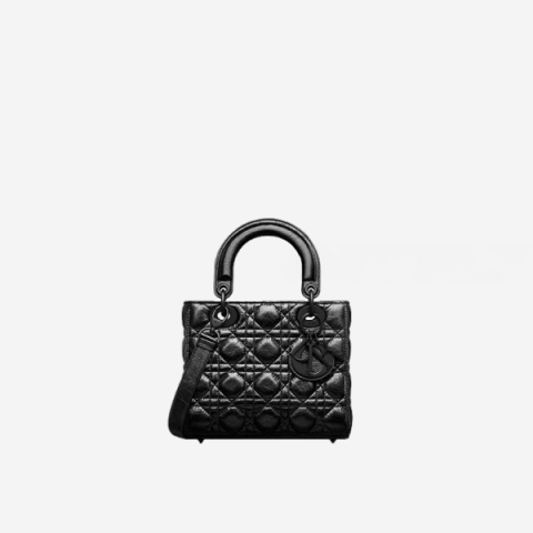 디올 레이디 Dior 블랙 크링클 까나쥬 스몰 백