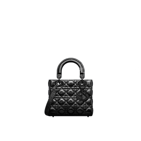 디올 레이디 Dior 블랙 크링클 까나쥬 스몰 백