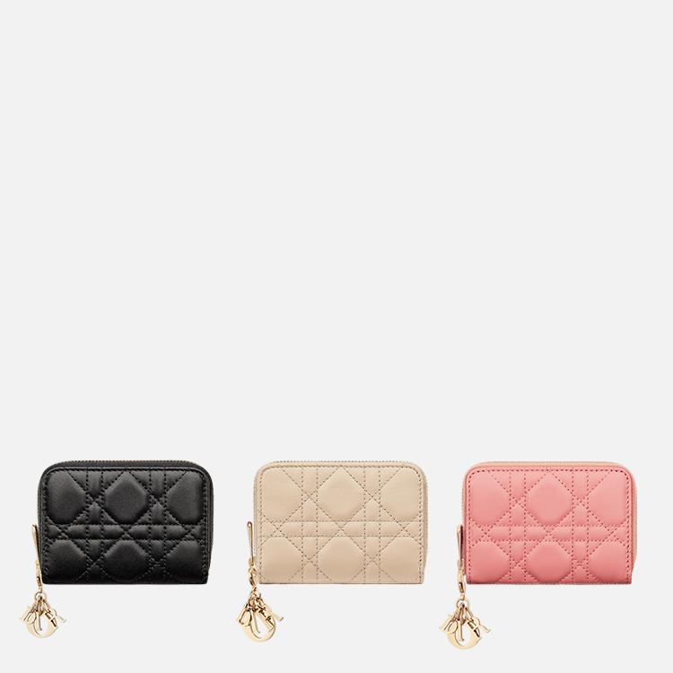디올 LADY DIOR VOYAGEUR 양가죽 스몰 동전 지갑