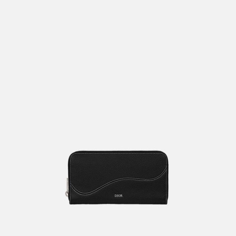 디올 SADDLE 송아지 가죽 마르퀘트리 지퍼 장지갑