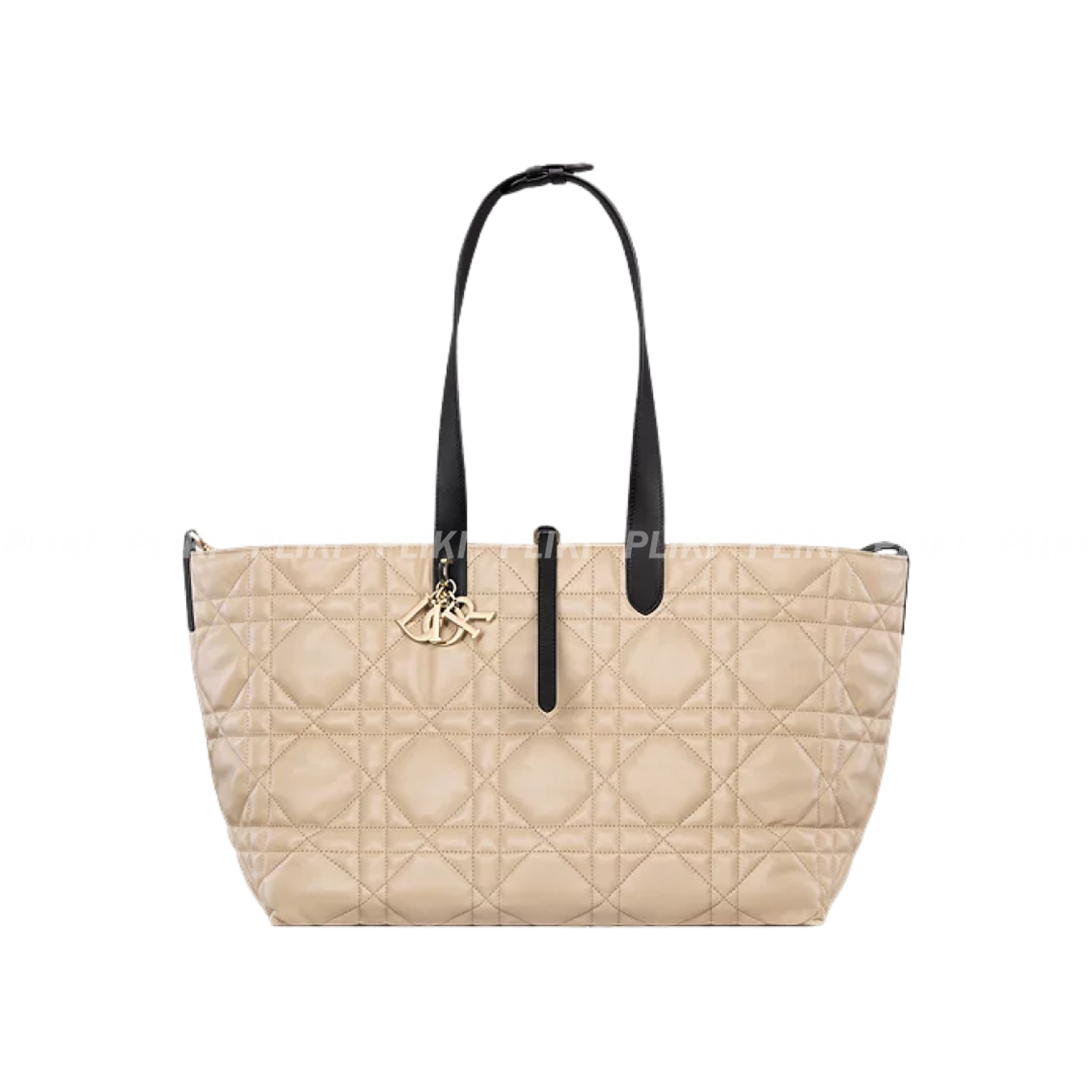 디올 Dior Toujours 로프 베이지 & 블랙 매크로까나쥬 라지 백